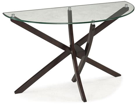 Demilune Sofa Table With Strut Base And Tempered Glass Top