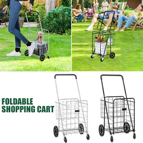 Folding Carts With Wheels Collapsible Shopping Cart For Groceries