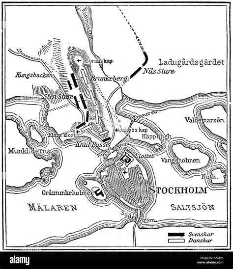 Schwedische Karte Zur Schlacht Am Brunkeberg 1471 Stock Photo Alamy