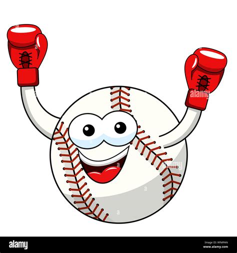 Baseball Ball Character Mascot Cartoon Winner Boxer Vector Isolated On