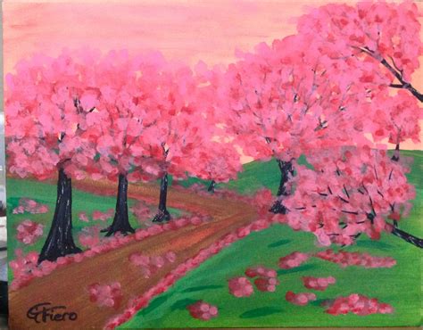 Path Through Cherry Blossoms By G Fiero Cherry Blossom Painting Art