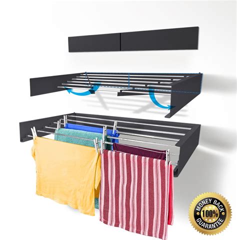 Step Up Laundry Drying Rack Wall Mounted Retractable Clothes