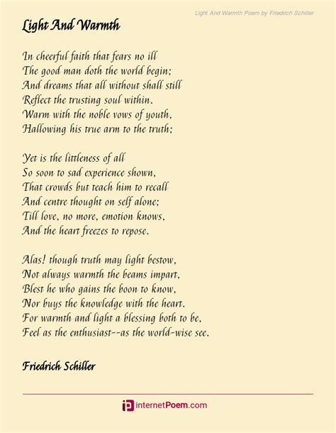 Light And Warmth Poem By Friedrich Schiller