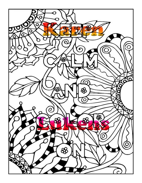 Keep Calm And Color On 1 Adult Coloring Book Page