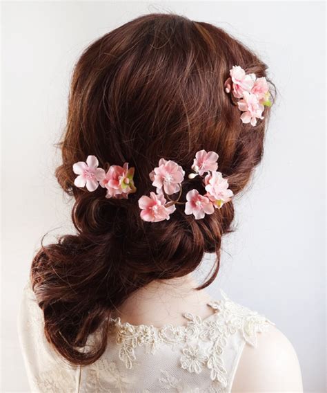 Cherry Blossom Hair Pins Pink Flower Hair Pin Cherry Blossom Etsy