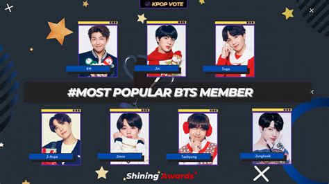 Most Popular Bts Member Updated Army Should Know Shining Awards