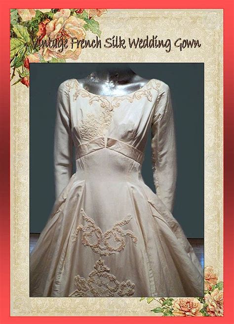 French Silk Peau De Soie Wedding Gown Circa 1950 Amazing 2 Silk