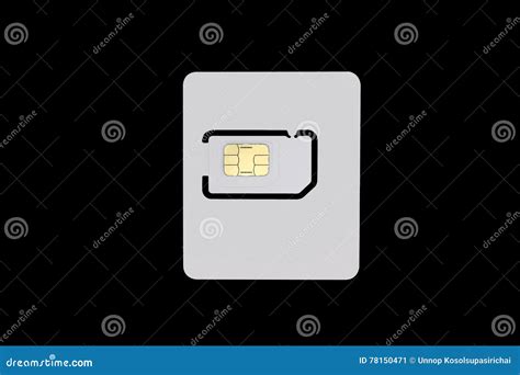 Blank Sim Card Isolated On Black Background With Clipping Path Stock