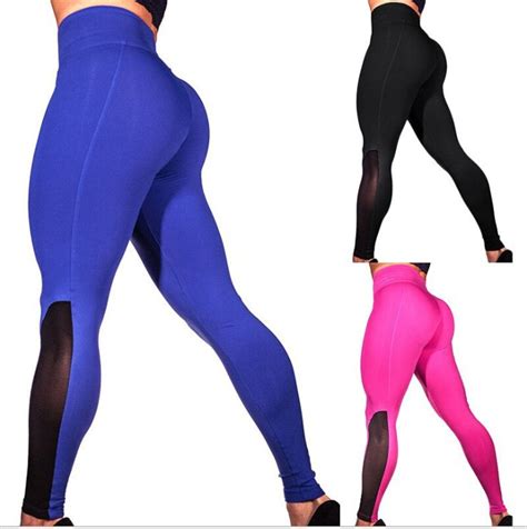 Wkoud 3 Colors Leggings For Women Push Up Sexy Yarn Patchwork Fitness