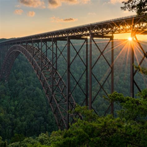 Sunset At The New River Gorge Bridge In West Virginia License