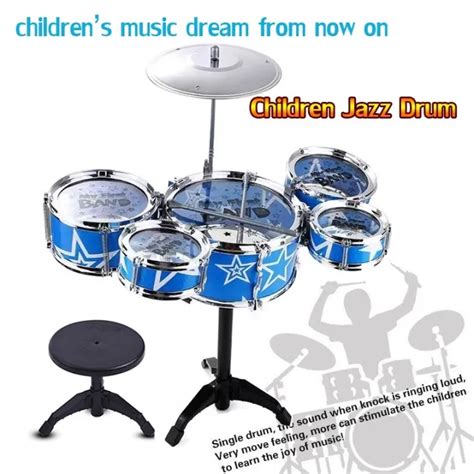 Children Kids Jazz Drum Set Musical Educational Instrument Toy 5 Drums