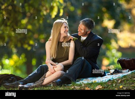 Couple Having Picnic Outdoors Stock Photo Alamy