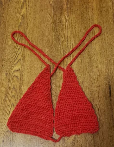 red crochet bikini top etsy