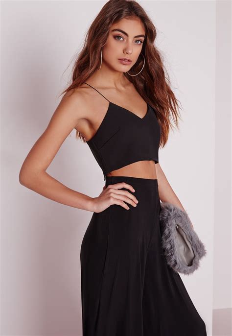 missguided wrap back cropped cami black black cami crop top black camis cropped cami