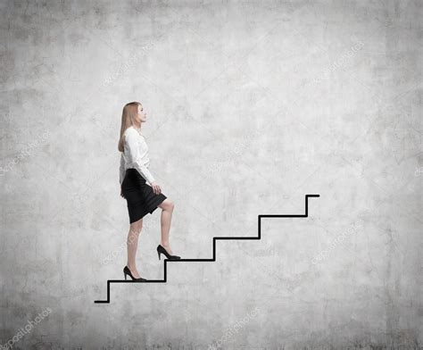 Business Woman Climbing Stairs