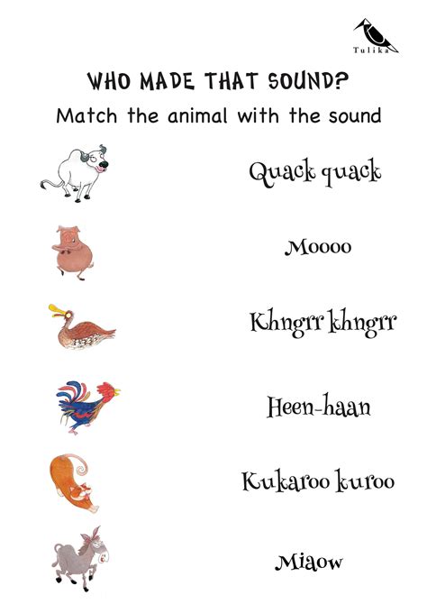 Animals And Their Sounds Worksheet