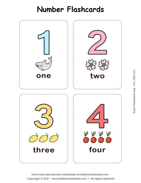 Free Printable Numbers Flashcards Worksheet Kiddoworksheets