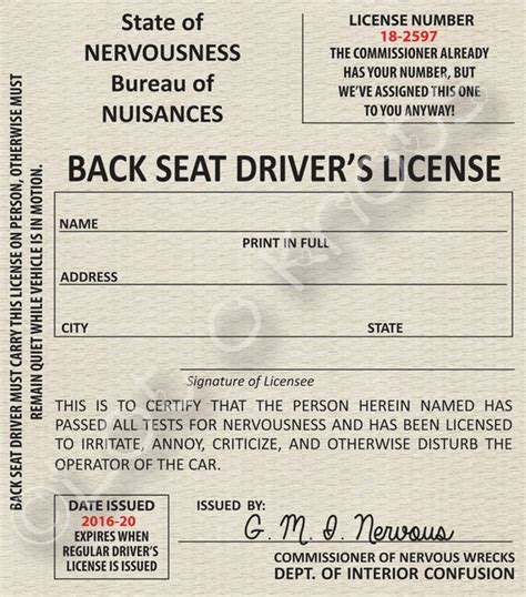 Backseat Drivers License Digital File To Print Etsy