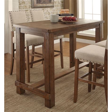 telara contemporary natural bar table by foa natural tone brown furniture of america wood