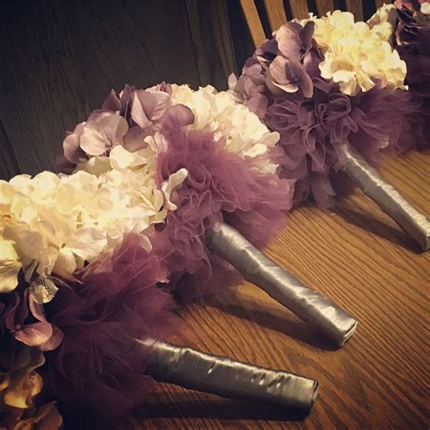 Diy Bridesmaids Bouquets From Silk Flowers Ribbon And Tulle Diy