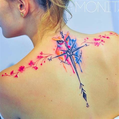 Feminine Watercolor Compass Tattoo Viraltattoo