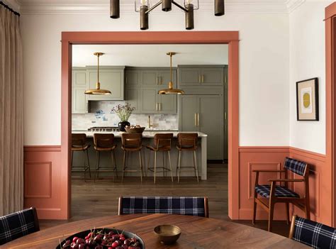 Heidi Caillier Design Seattle Interior Designer Red Paint Green Kitchen
