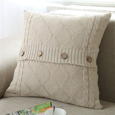 Siaonvr Knitting Button Fashion Throw Pillow Cases Cafe Sofa Cushion Cover Home Decor