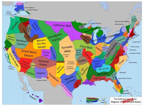 A Definitive Map Of Us Regions Us Map Map Amazing Maps