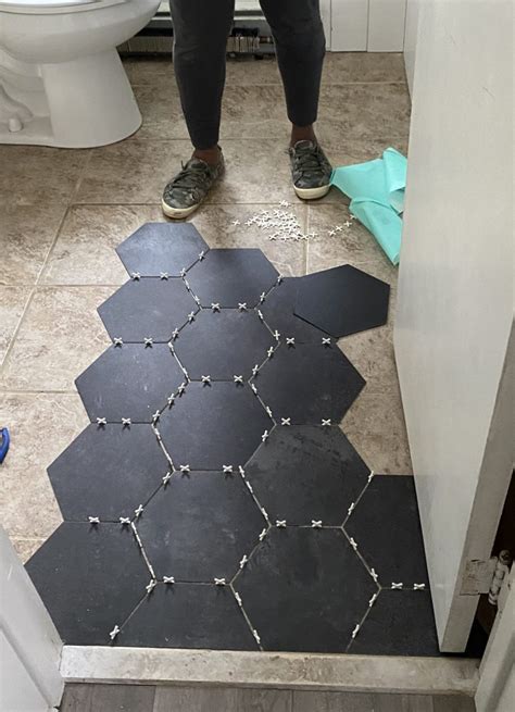 Bathroom Update Luxury Vinyl Peel And Stick Groutable Tile Over