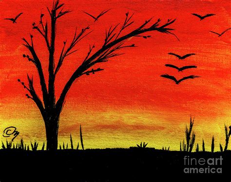 Sunset Silhouettes On Acrylic Painting By Claudia M Photography Fine