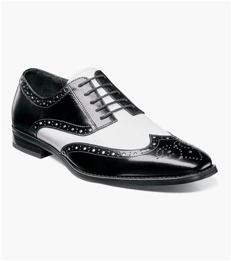 Mens Dress Shoes Black Wwhite Wingtip Oxford Stacy Adams Tinsley
