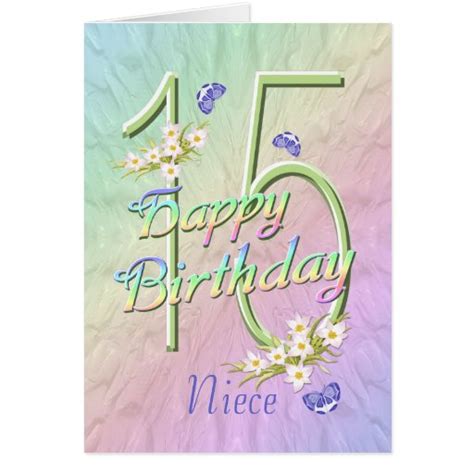 Niece 15th Birthday Butterflies And Flowers Card Zazzle