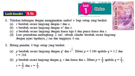 Kssm Matematik Tingkatan Ubahan Latih Kendiri C No No Ubahan