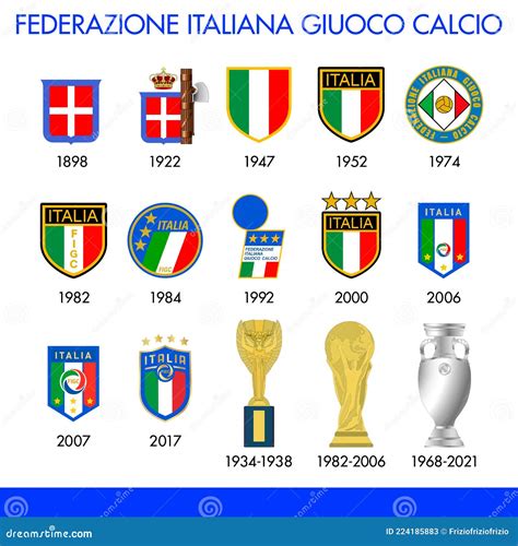 Italian Football Federation Historical Logos And Trophies Editorial Stock Photo Illustration