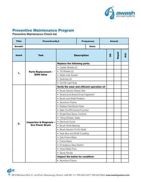 Preventive Maintenance Checklist Software Printable Templates