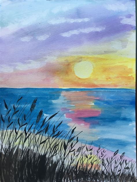 Sunset Watercolor 11x15 My Art La Vie En Couleur Paysage Couleur