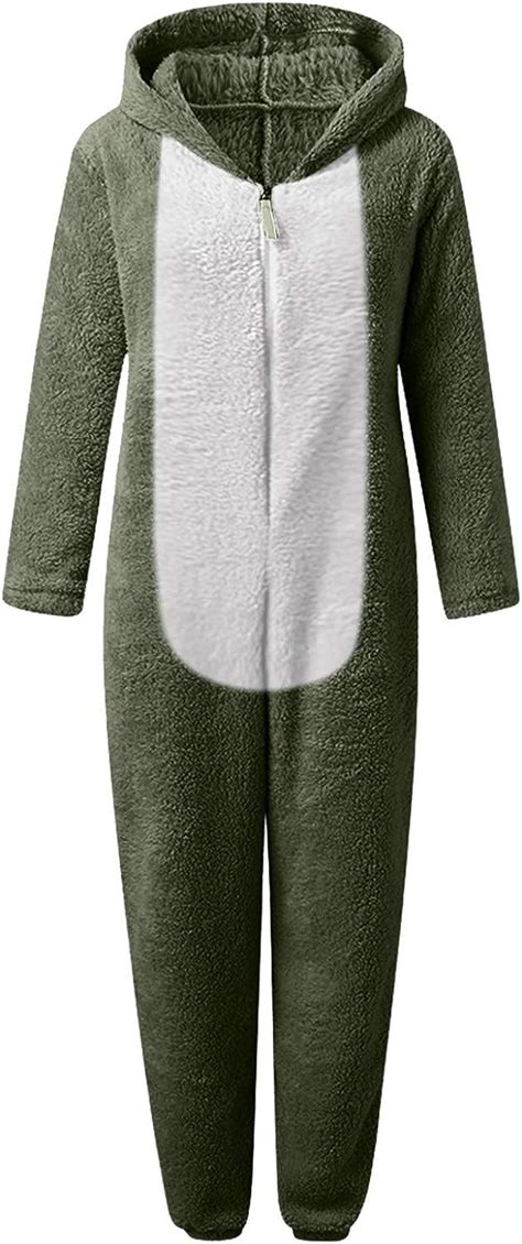 Bluelucon Jumpsuit Damen Kuschelig Warm Sherpa Hoodie Schlafanzug Winter Fleece Einteiler