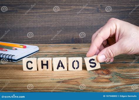 Chaos Wooden Letters On The Office Desk Informative And Communication