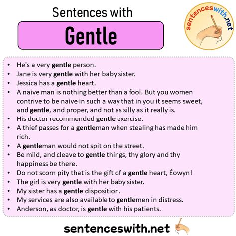 Sentences With Gentle Sentences About Gentle In English
