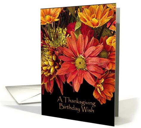 Thanksgiving Birthday Wish Autumn Flowers Card Flower Cards Fall