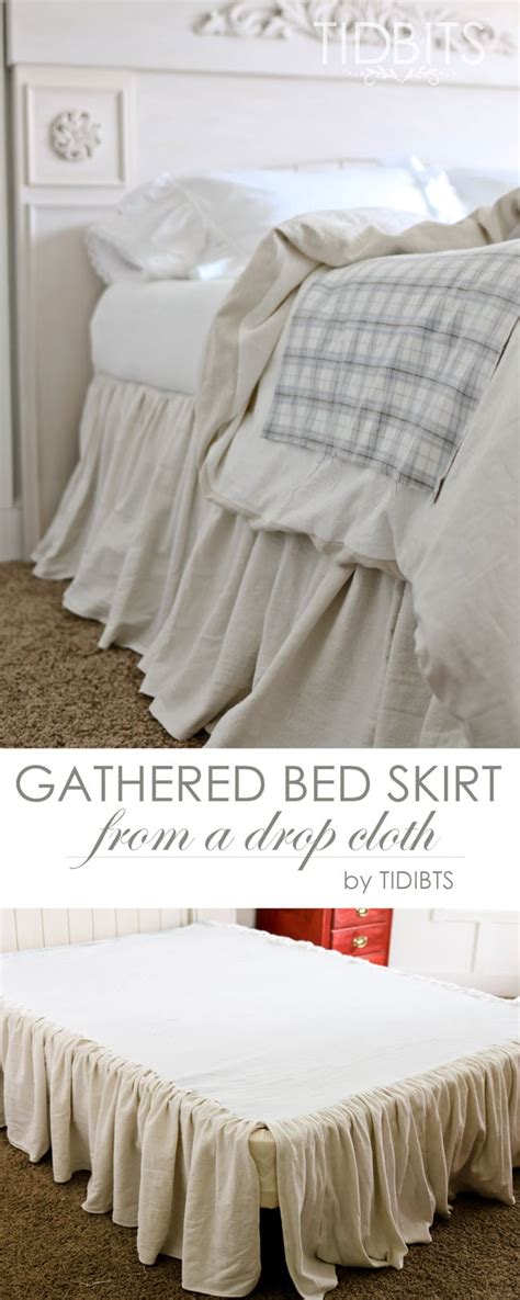 Return to your original diagram of your box spring dimensions (without the added seam allowance measurements) and add marks to the middle of each long side, the 2 corners that are rounded, and then right in the middle of the short end. Gathered Bed Skirt made from a drop cloth or any fabric of ...