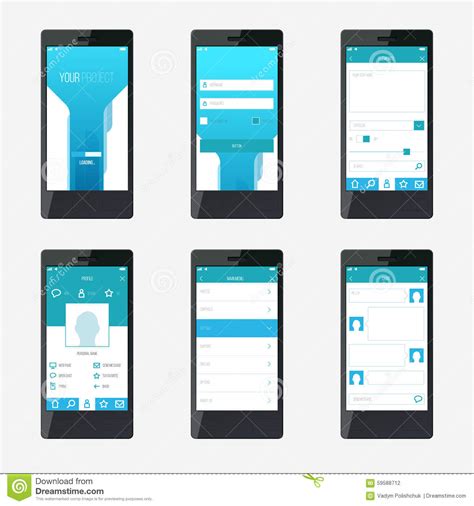 A free ecommerce app ui kit psd with material design style. Template Mobile Application Interface Design. Stock Vector ...