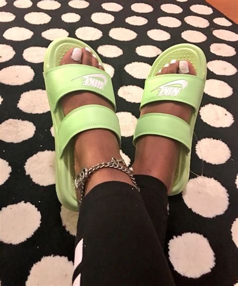 Shoes Neon Green Double Strapped Nike Slides Neon Green Double Strap