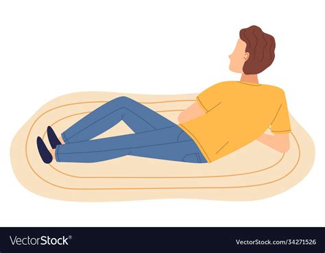 Isolated Cartoon Character Man Lying At Floor On Vector Image