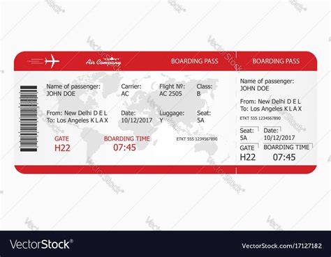 Plane Ticket Template Pdf Beautiful Airplane Ticket Boarding Pass Ticket Template Vector Image