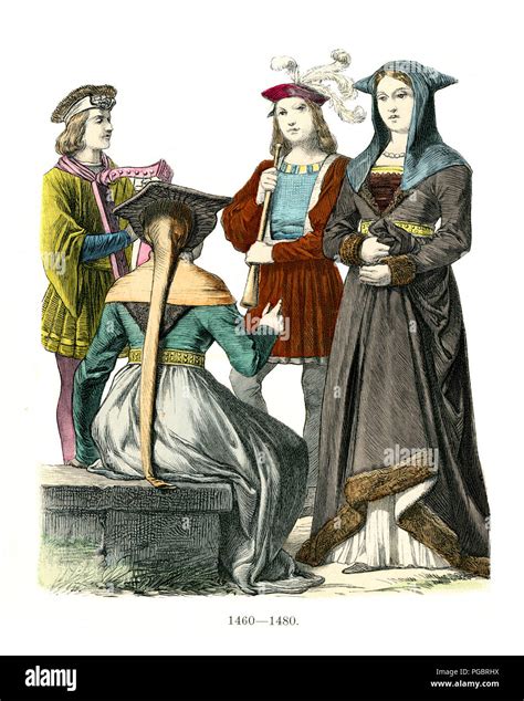 Fashions Of Medieval France 15th Century Stock Photo Alamy