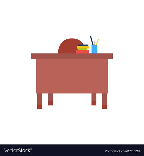 Flat Style Wooden Teacher Table Front View Vector Image