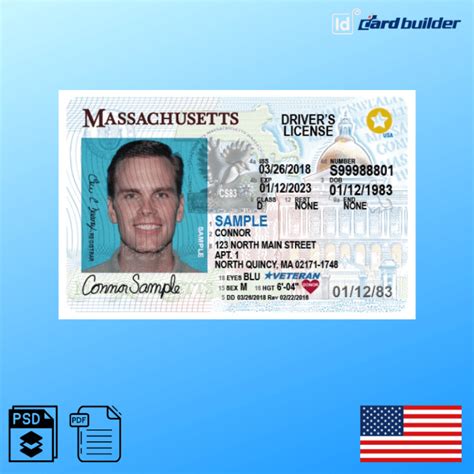 Massachusetts Drivers License Template