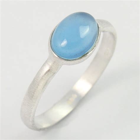 Real Blue Chalcedony Gemstone 925 Solid Sterling Silver Lovely Ring
