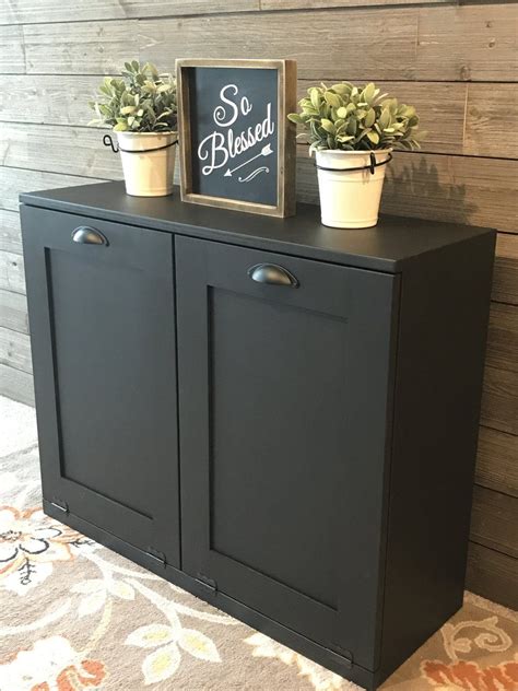 Cabinet / wood work is not part of the product. tilt out trash double bin black (D-B) in 2020 | Kitchen trash cans, Hidden trash can kitchen ...